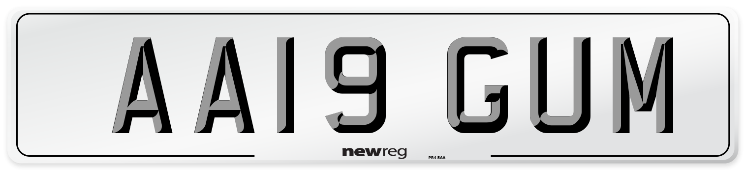 AA19 GUM Number Plate from New Reg